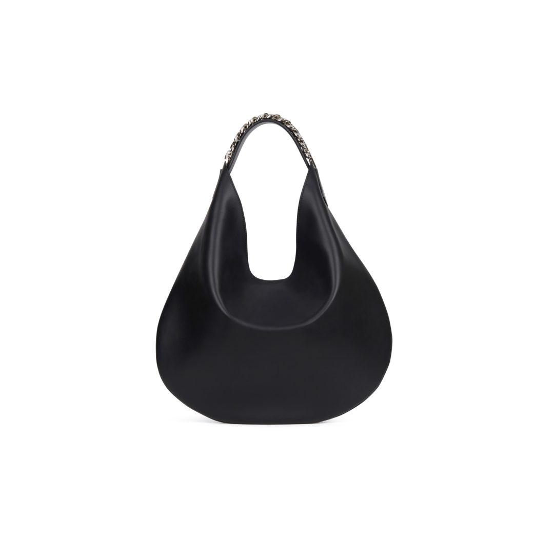 INFINITY MEDIUM HOBO BAG IN BLACK SMOOTH LEATHER