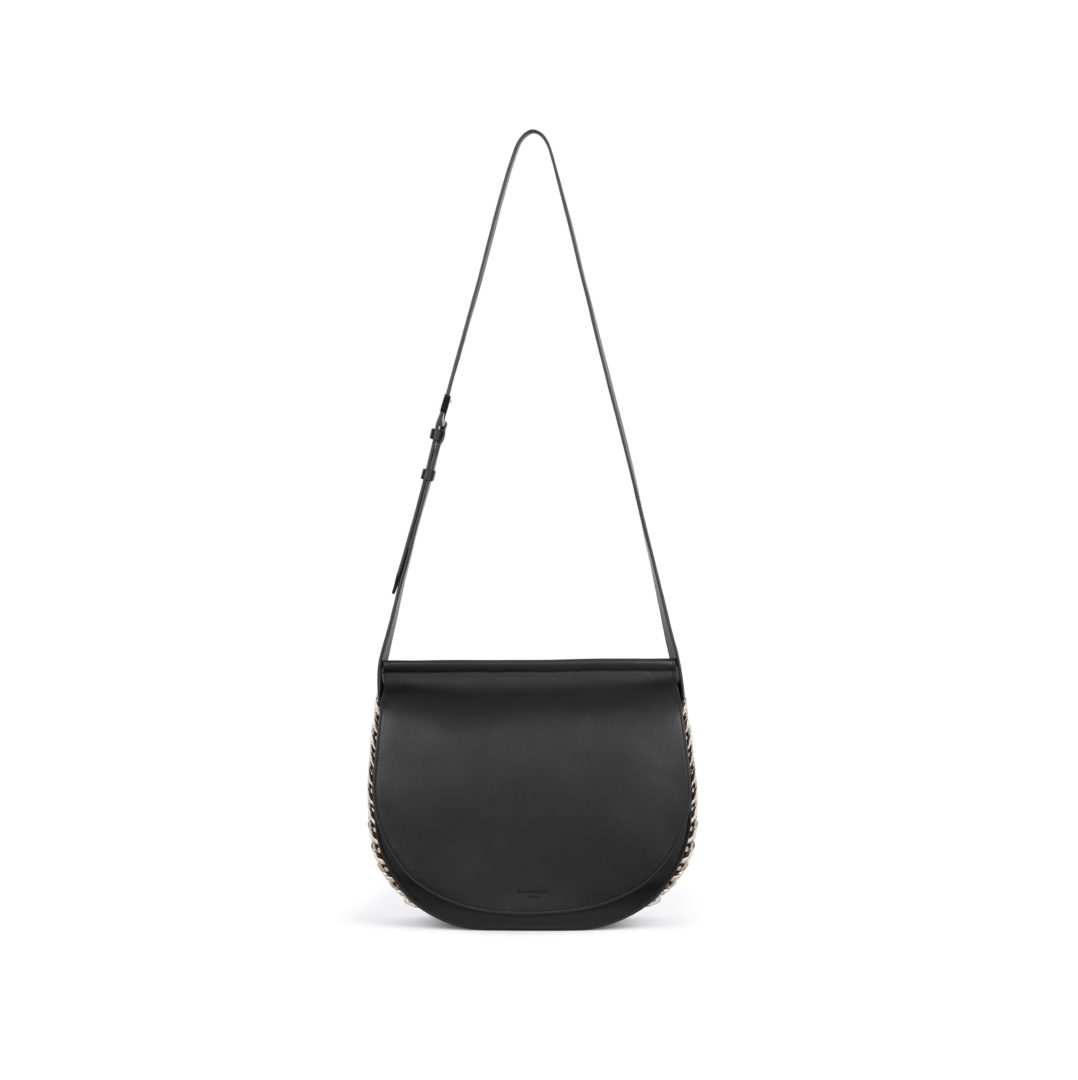 INFINITY SADDLE BAG IN BLACK SMOOTH LEATHER